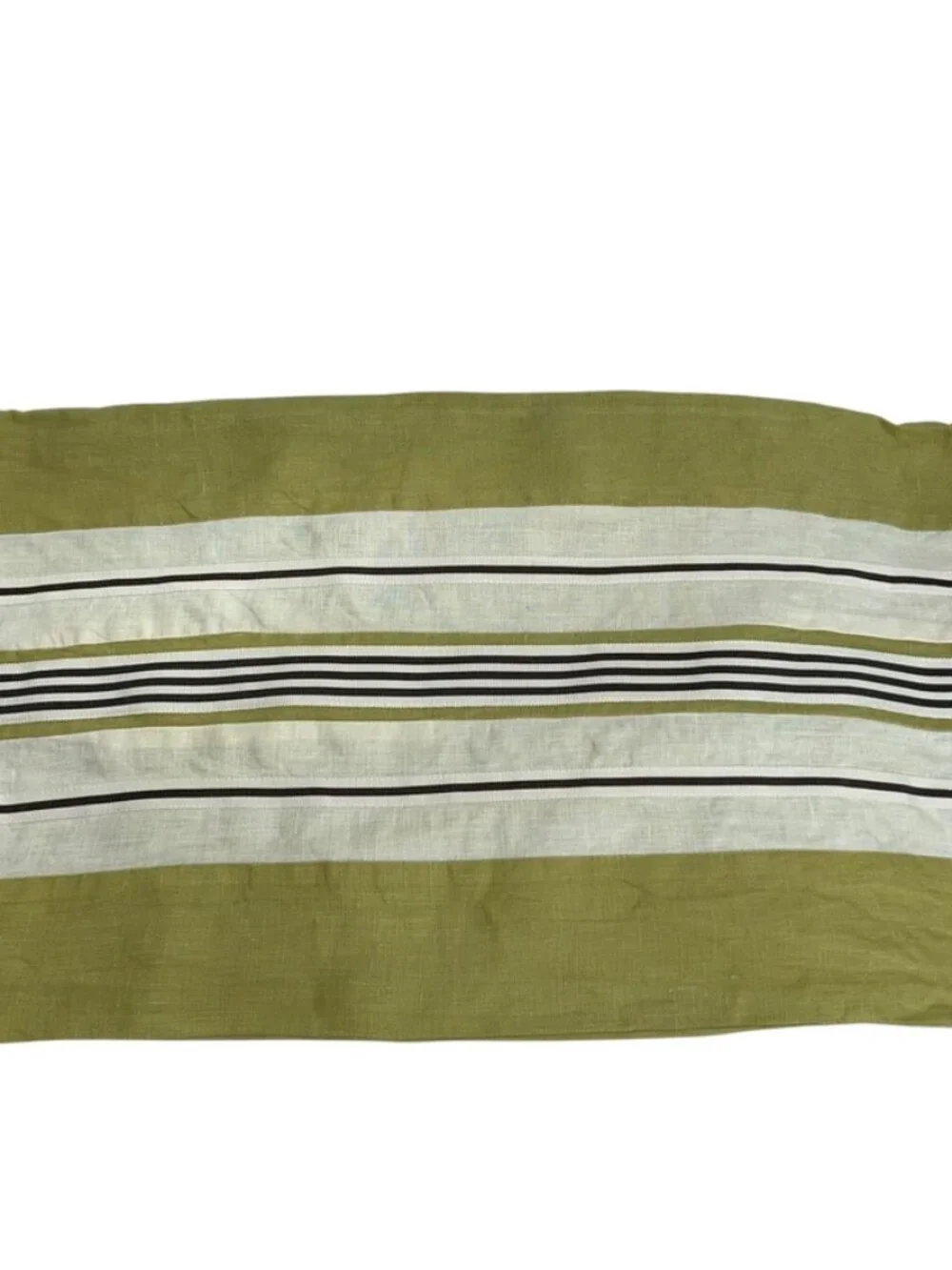 Green striped Linen rectangle decrative pillow cover